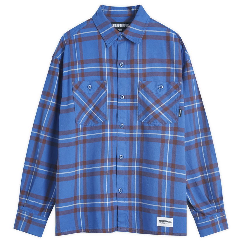 Skjorta Neighborhood Tartan Check Shirt Blue Blå | 242BENH-SHM01-BLU