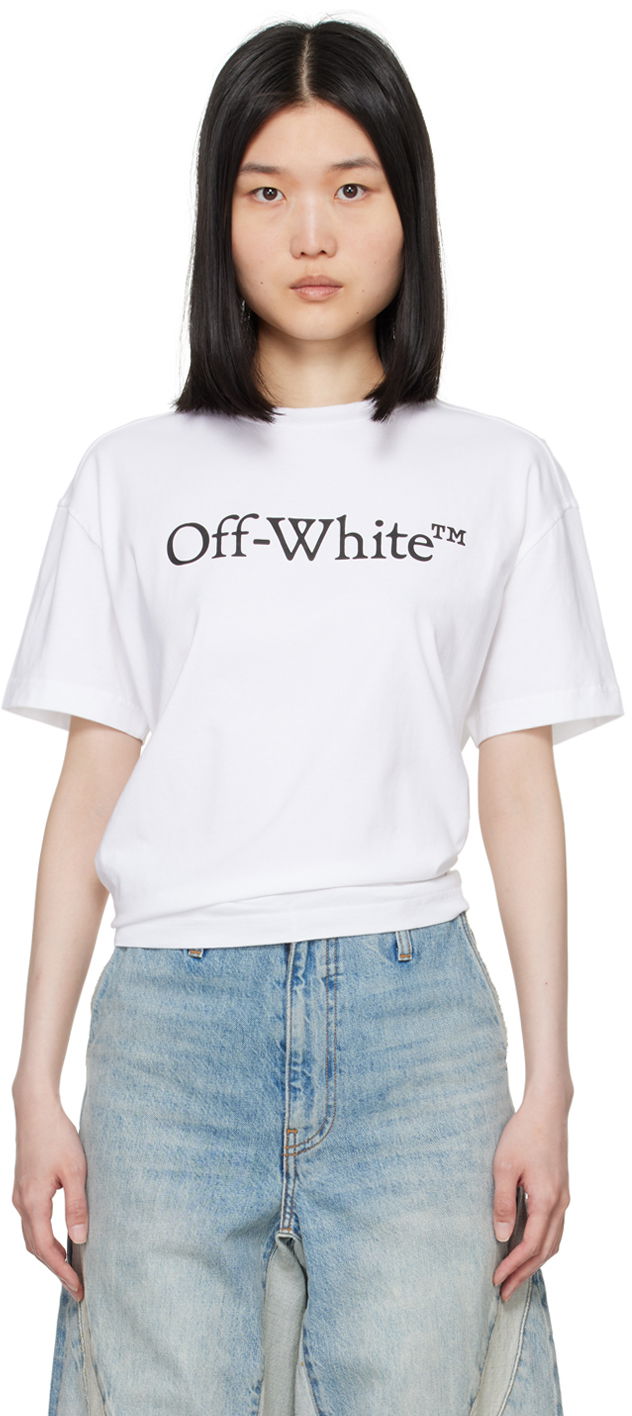 T-shirt Off-White White Big Bookish Skate T-Shirt Vit | OWAA089C99JER0030110