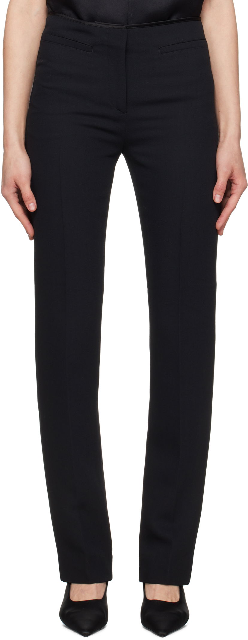 Byxor TOTEME TOTEME Low-Waist Cigarette Trousers Svart | 251-WRB0237-FB0336