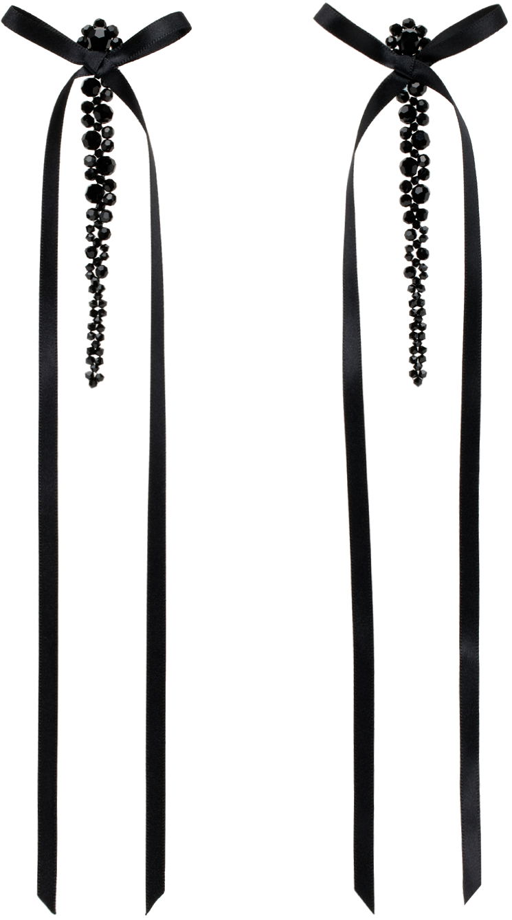 Örhängen Simone Rocha Simone Rocha Bow Ribbon Drip Earrings Svart | ERG410 0903