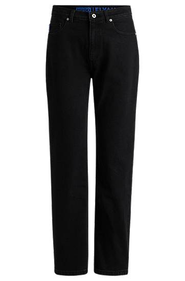 Jeans BOSS Straight-Fit Stretch Denim Jeans Svart | 50520606