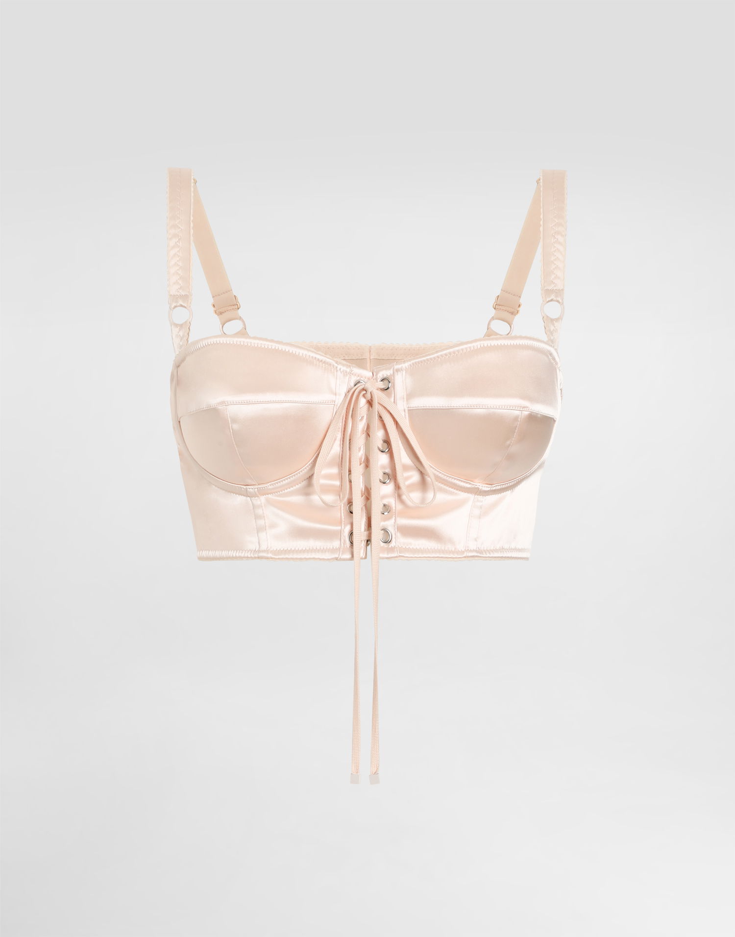 Behå Dolce & Gabbana Dolce & Gabbana Satin Bralette Top with Corset Detail Beige | F7AW6TGDCMXF0658, 0