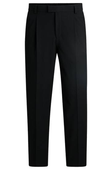 Byxor BOSS Slim-Fit Seersucker Trousers Svart | 50540189