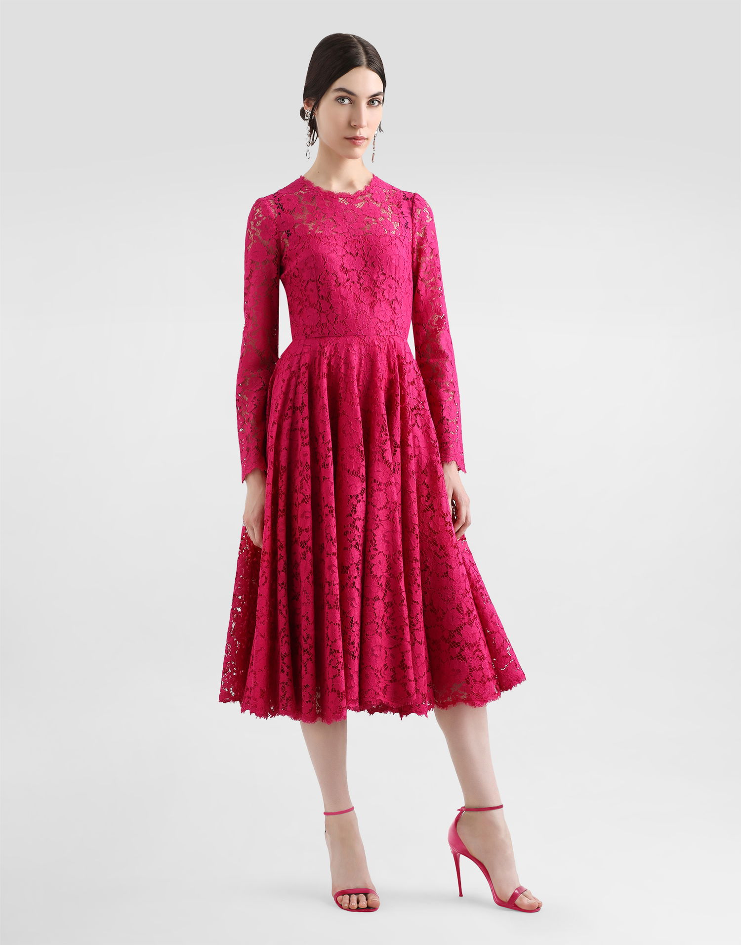 Klä Dolce & Gabbana Dolce & Gabbana Cordonetto Lace Circle-Skirt Dress Rosa | F6TJOTHLMIIF0382, 1