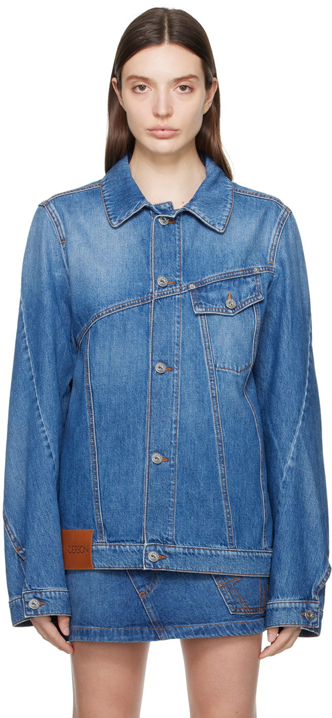 Jacka JW Anderson Blue Twisted Denim Jacket Turkos | DJ0030-PG1164