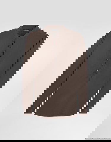 Skjorta Dolce & Gabbana Dolce & Gabbana Mandarin Shirt In Cotton Canvas Brun | G5NI5TFU5X4M1213, 0