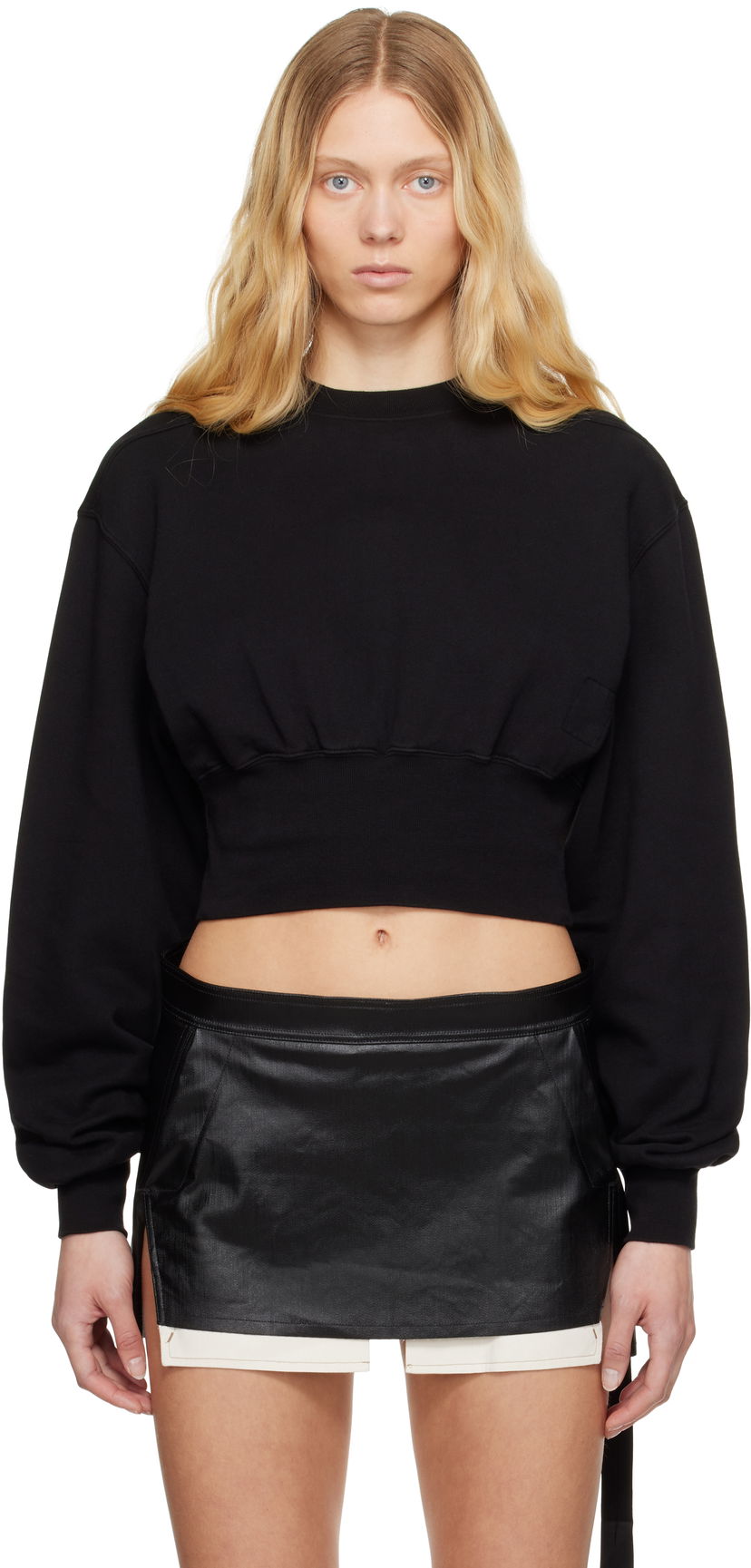 Sweater Rick Owens Rick Owens DRKSHDW Hollywood Tatlin Cropped Sweatshirt Svart | DS01E3225 FP