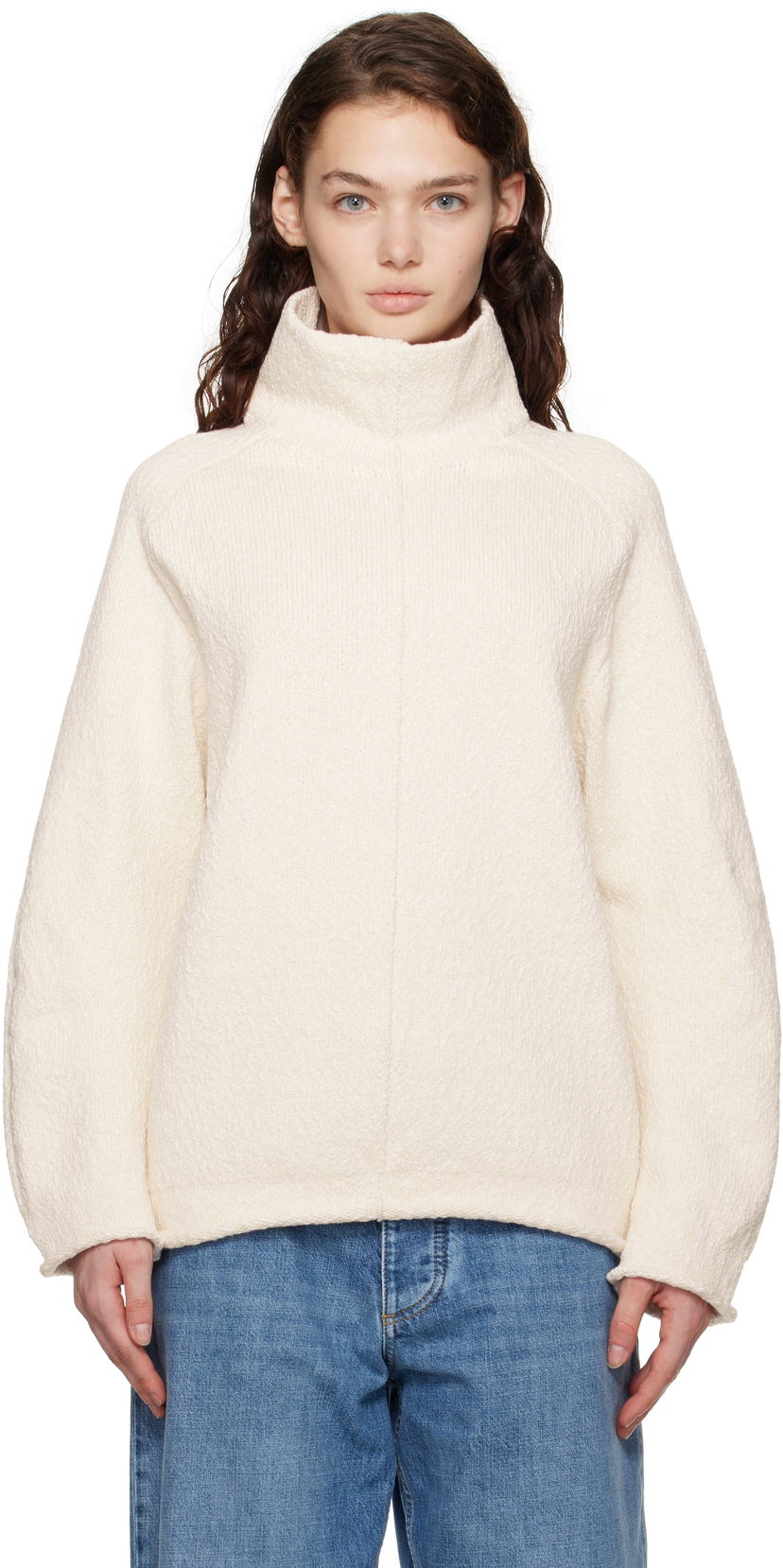 Sweater Bottega Veneta Cotton Turtleneck Vit | 805920 V4R50