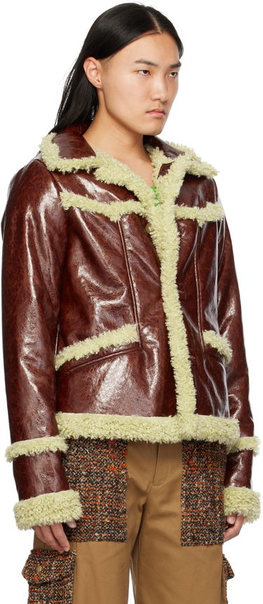 Jacka Anna Sui Anna Sui Runway Faux-Leather and Shearling Jacket Brun | M824A31, 1