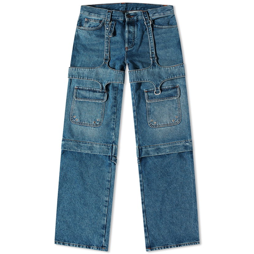 Cargo byxor Off-White Cargo Zip Pant Blå | OWYB016F23DEN0014500