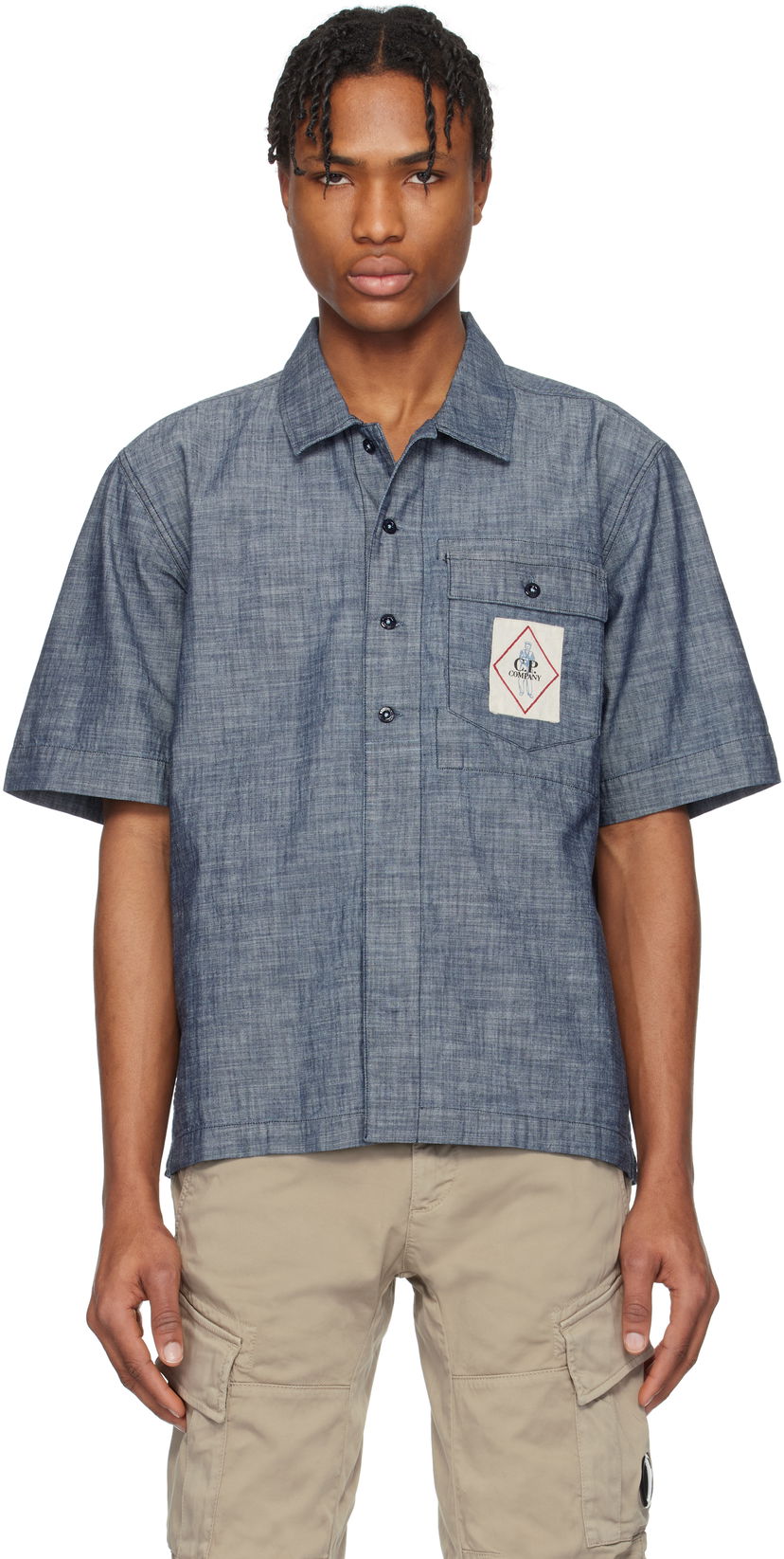 Skjorta C.P. Company C.P. Company Chambray Short Sleeve Shirt Blå | 18CMSH151A-110065W