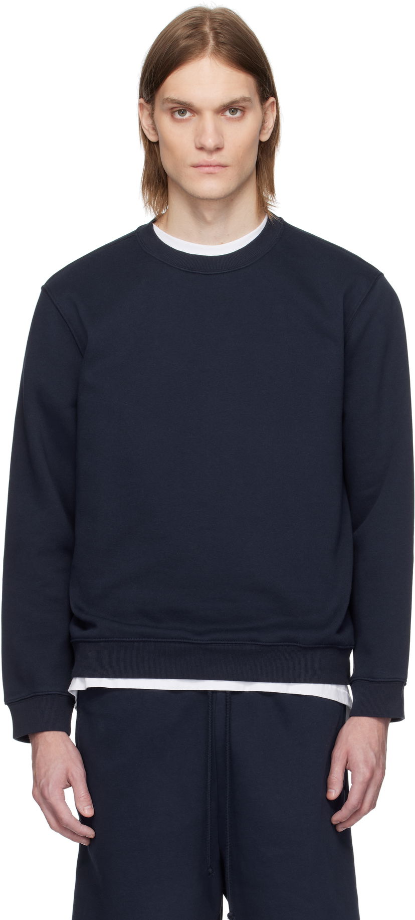Sweater SKIMS SKIMS Fleece Lounge Sweatshirt Mörkblå | PL-PLO-8028M-NAVY