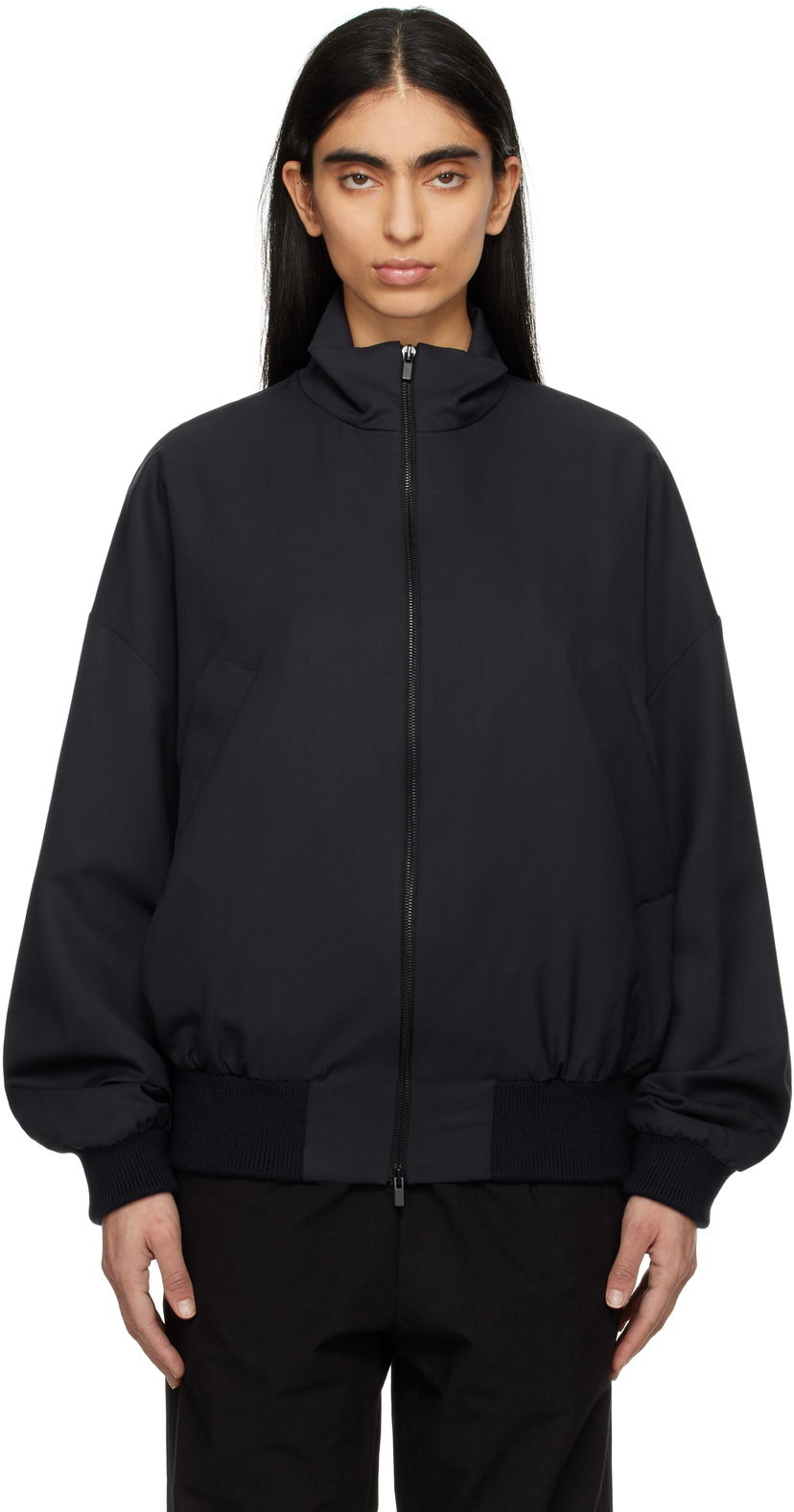 Bomberjacka Fear of God Fear of God Wool High Neck Track Jacket Svart | FGE230-327HTW