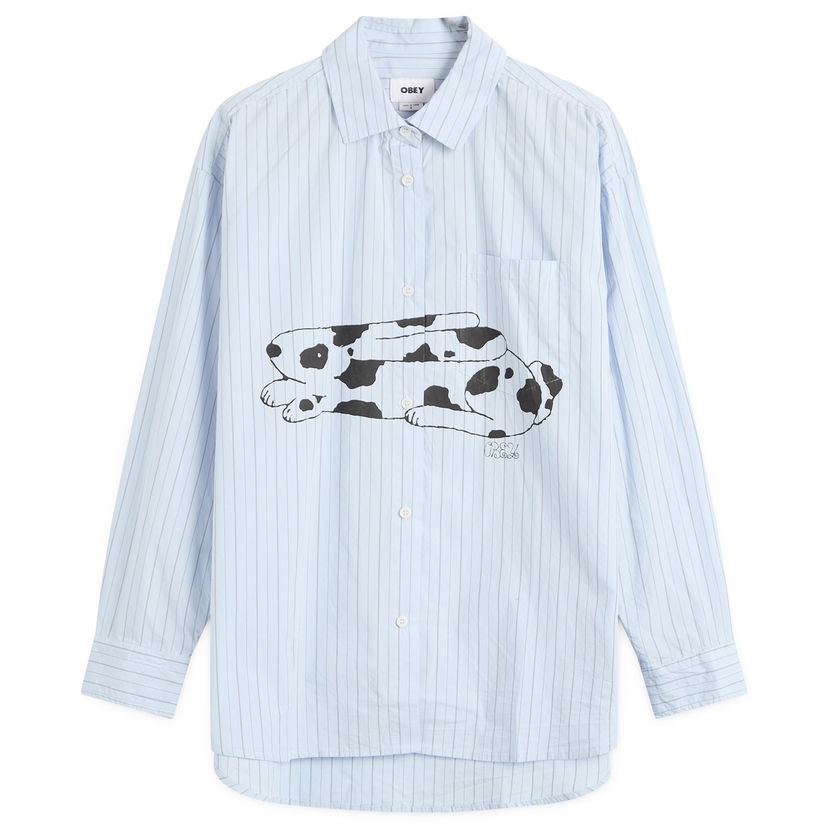 Skjorta OBEY Beverly Graphic Long Sleeve Shirt, Size X-Small Blå | 281200141-LBL