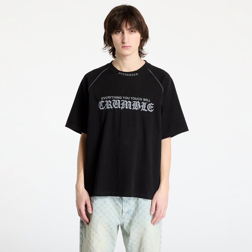 T-shirt Pleasures PLEASURES Crumble Heavyweight Raglan T-Shirt Svart | P25SP026 BLACK