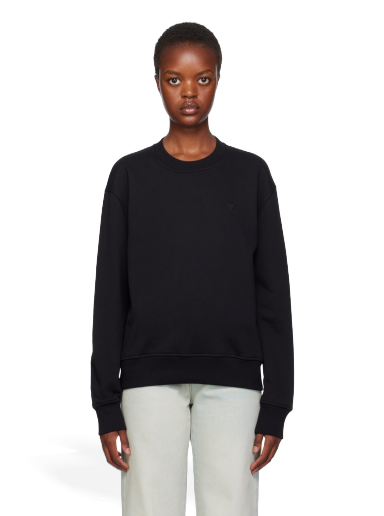 Sweatshirt AMI Embroidered Sweatshirt Svart | USW003.730