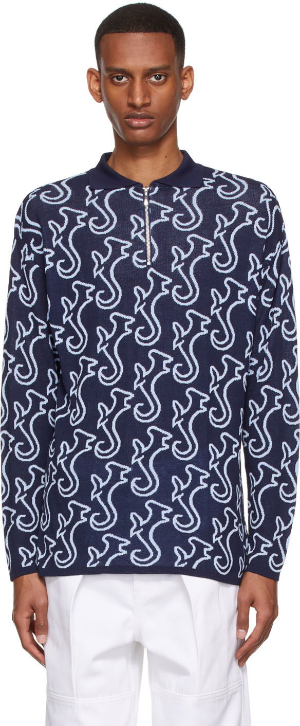 Polotröja Serapis Hippocampus Print Polo Shirt Blå | SS22_KP_1