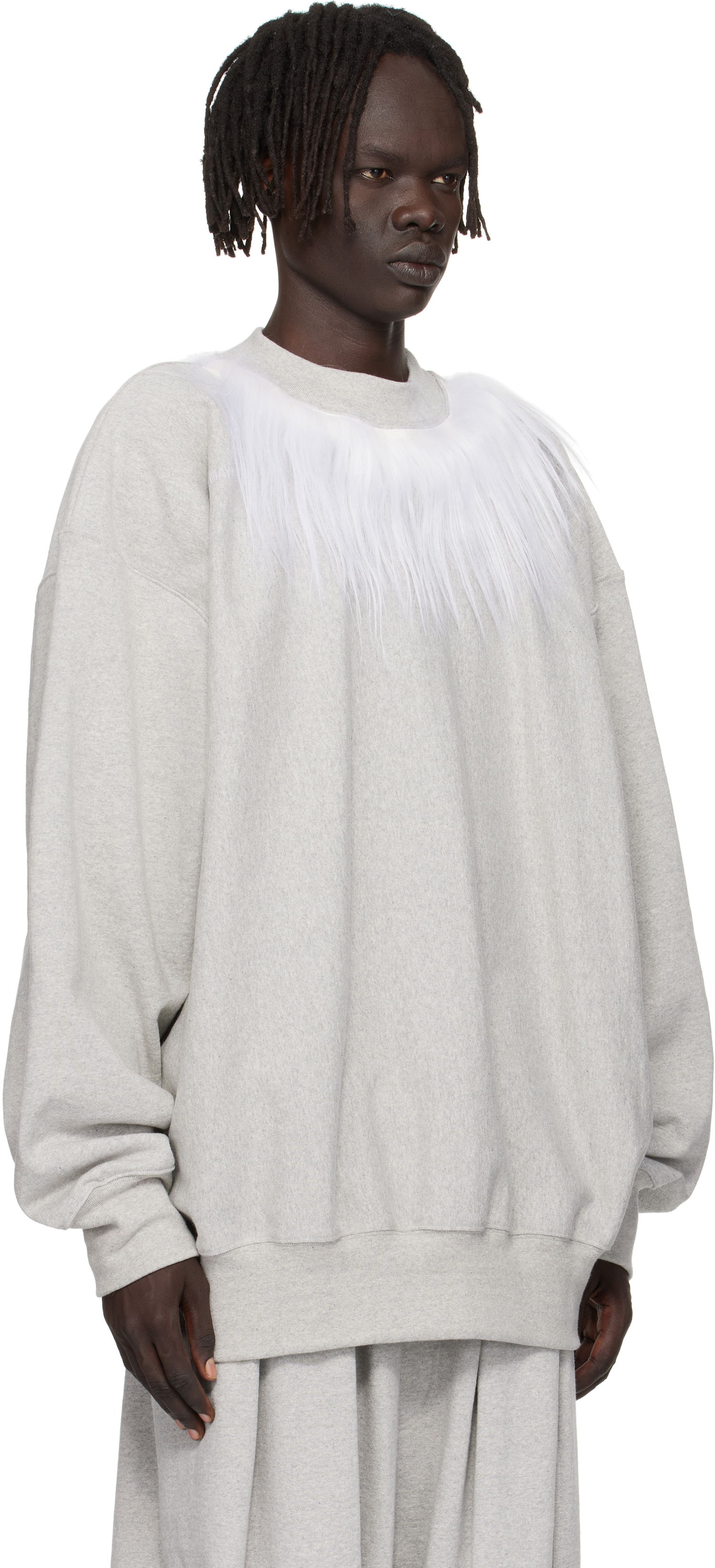 Sweatshirt HED MAYNER Hed Mayner Fur Trim Sweatshirt Grå | HMMB72006P-HB211, 1