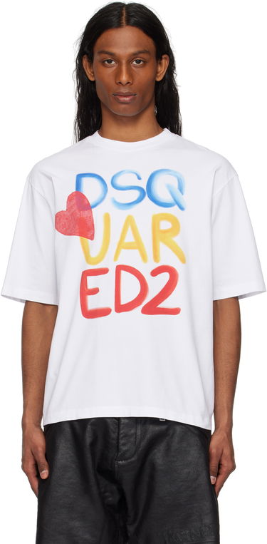 T-shirt DSQUARED2 Summer Lovers Loose Fit Logo T-Shirt Dsquared2 Vit | S78GD0098-D20020-100, 0