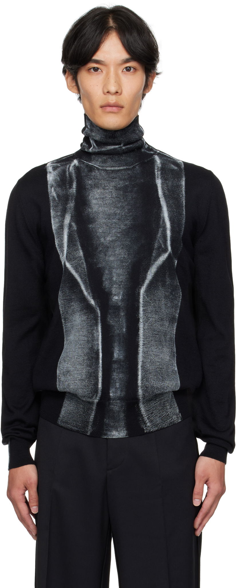 Sweater Maison Margiela MM6 Maison Margiela Folded Print Turtleneck Sweater Svart | SH0HA0005 M13129