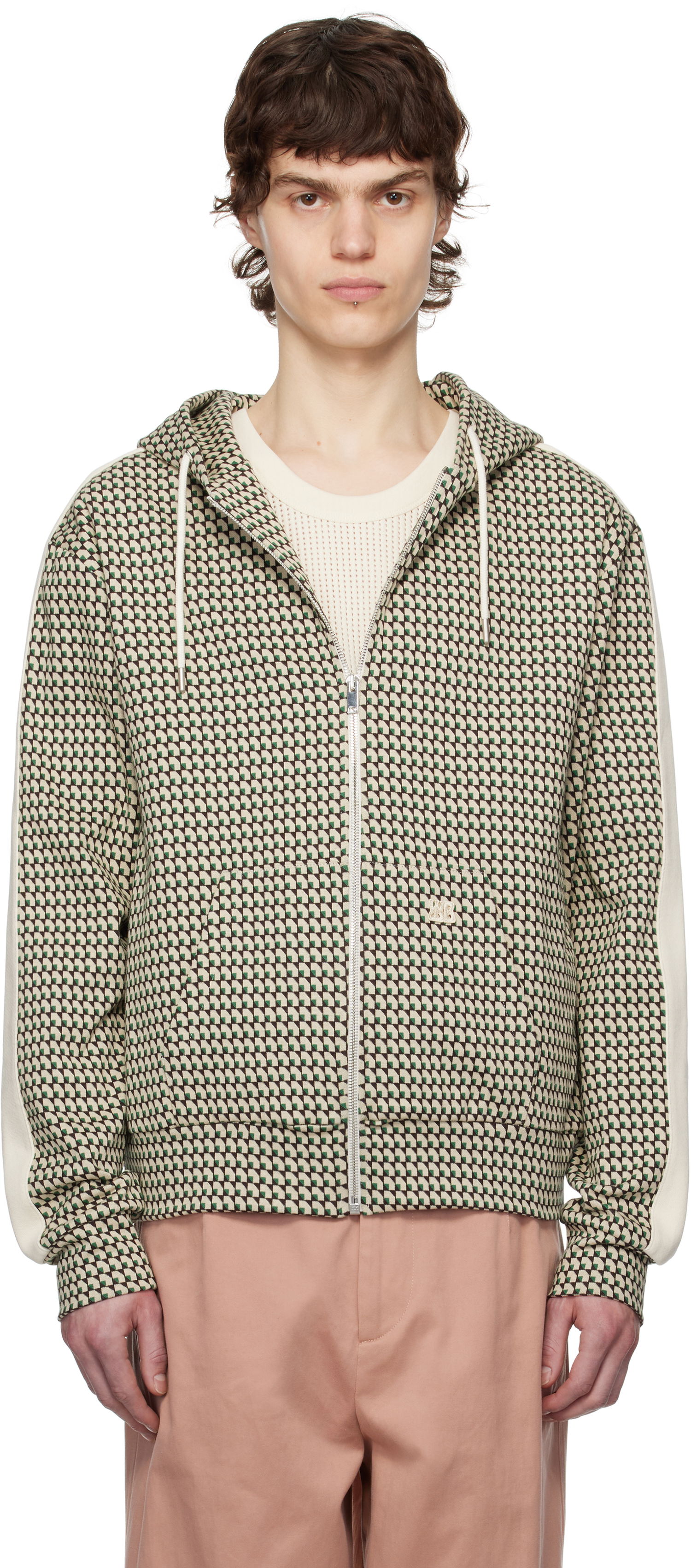 Sweatshirt Wales Bonner Wales Bonner Power Zip Hoodie Beige | US25JE35-JE22 - 1780 JACQUARD, 0