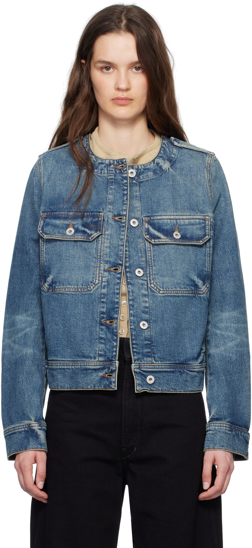 Jacka KENZO Kenzo Paris Collarless Denim Jacket Blå | FF52DV2506S7