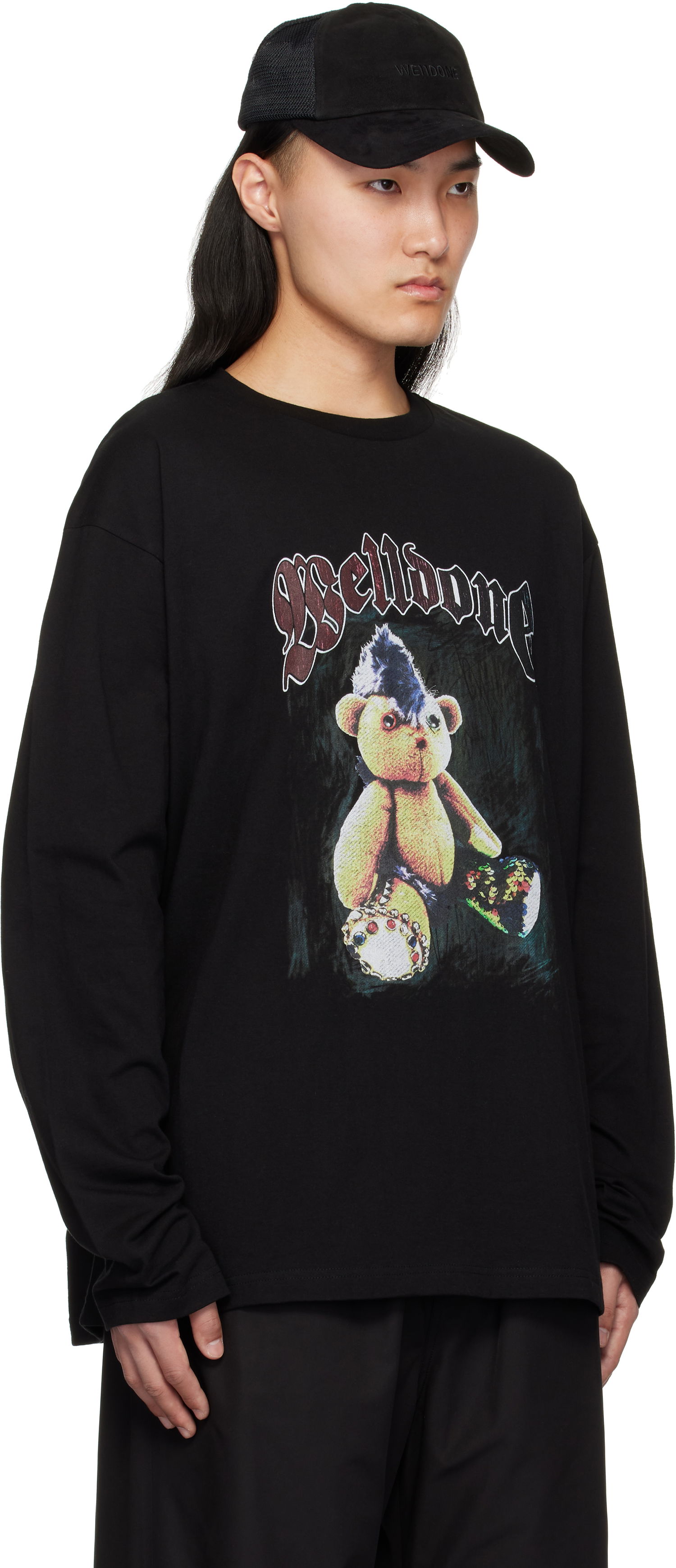 T-shirt We11done We11done Punk Teddy Graphic Long Sleeve T-Shirt Svart | WD-TT0-25-748-U-BK, 1