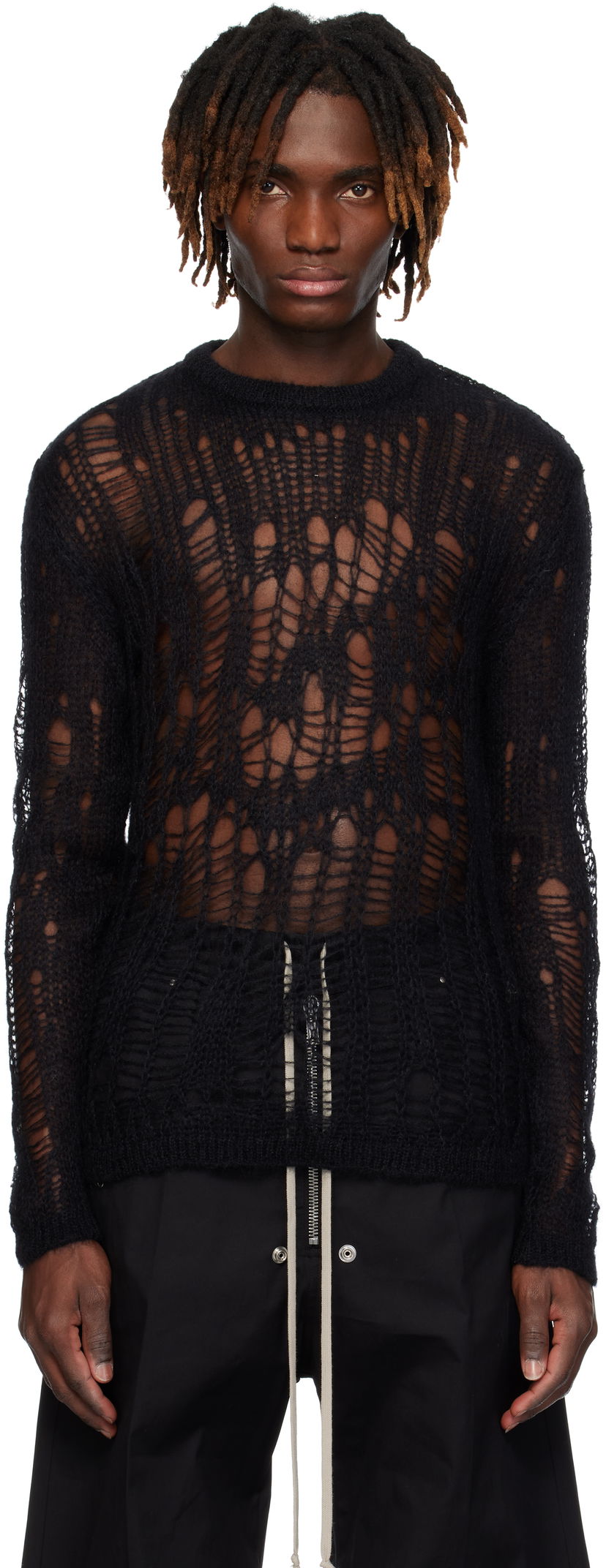 Sweater Rick Owens Rick Owens Hollywood Biker Round Neck Sweater Svart | RU01E5606 KNETMH