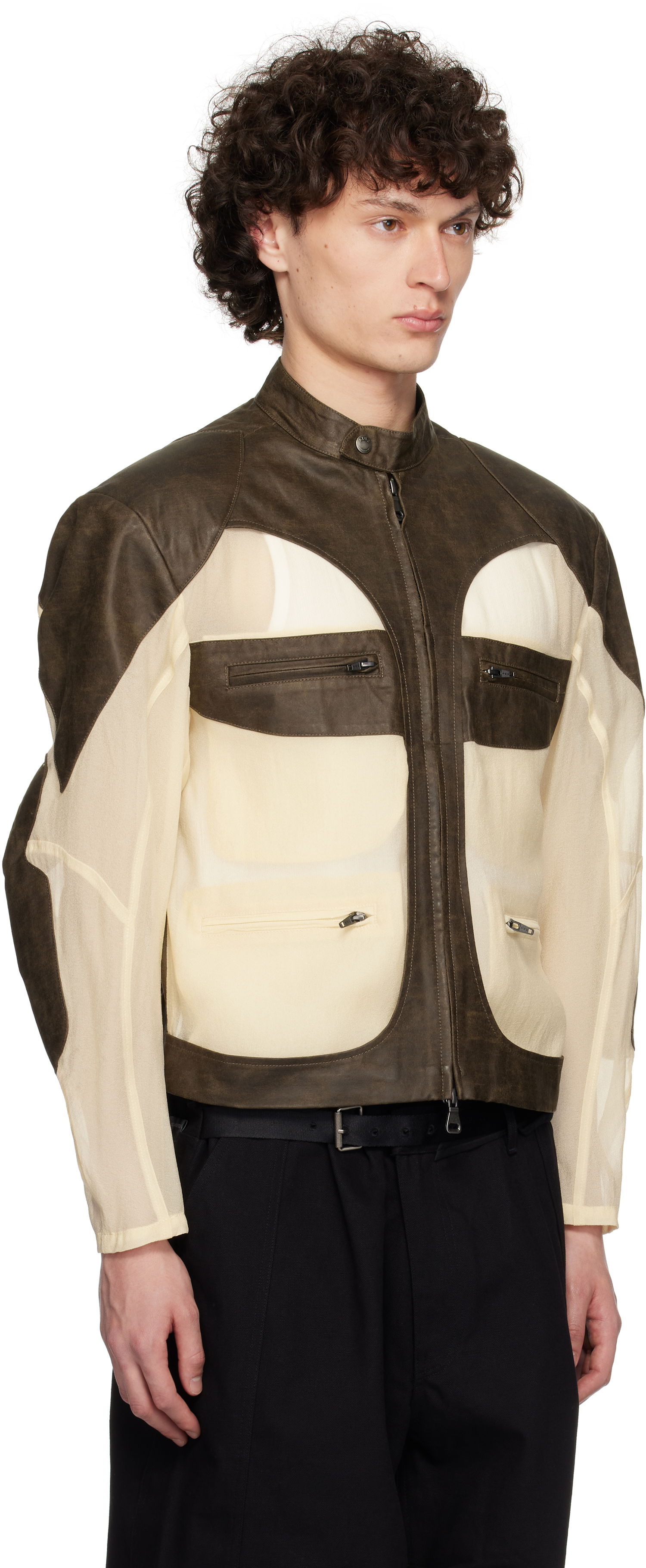 Jacka Andersson Bell Andersson Bell Faux-Leather & Sheer Rider Jacket Brun | awa705u, 1