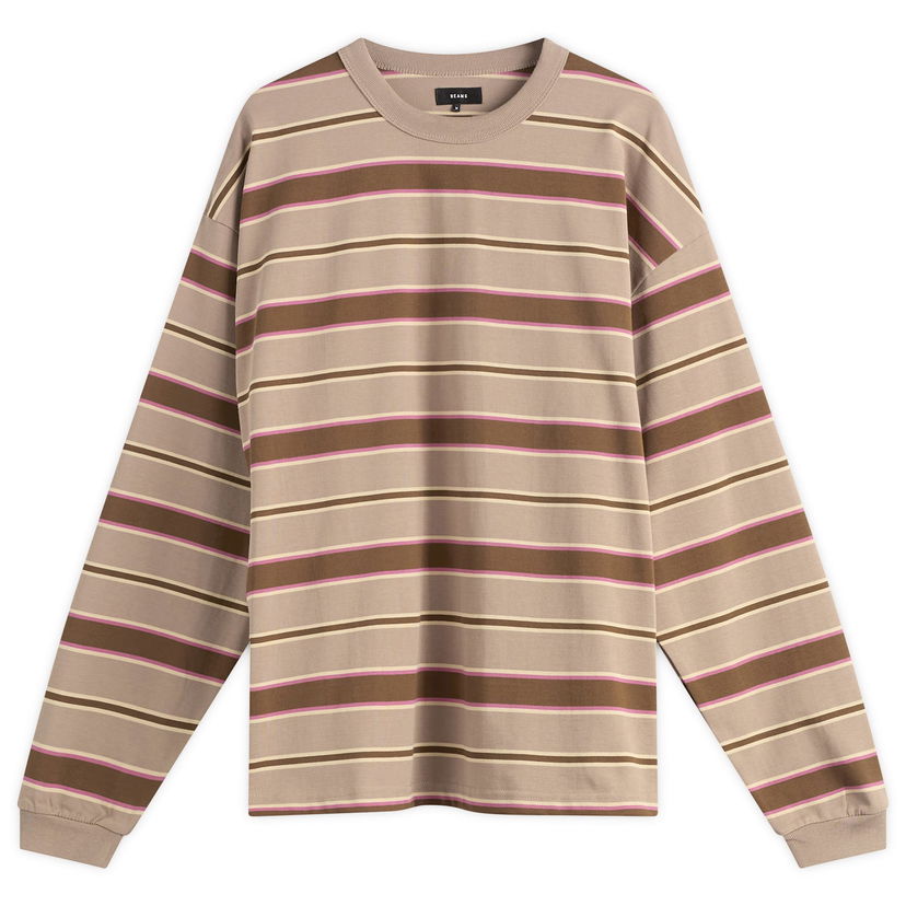 T-shirt BEAMS BEAMS Loose Long Sleeve Stripe T-Shirt Brun | 1114-0491-803-24