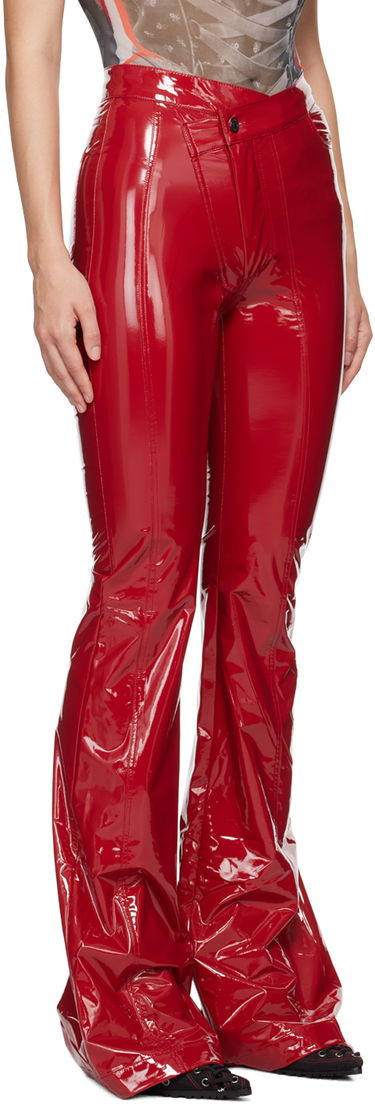Byxor Ottolinger Ottolinger Simple Line Faux-Leather Flare Pants Röd | 1110107221, 1
