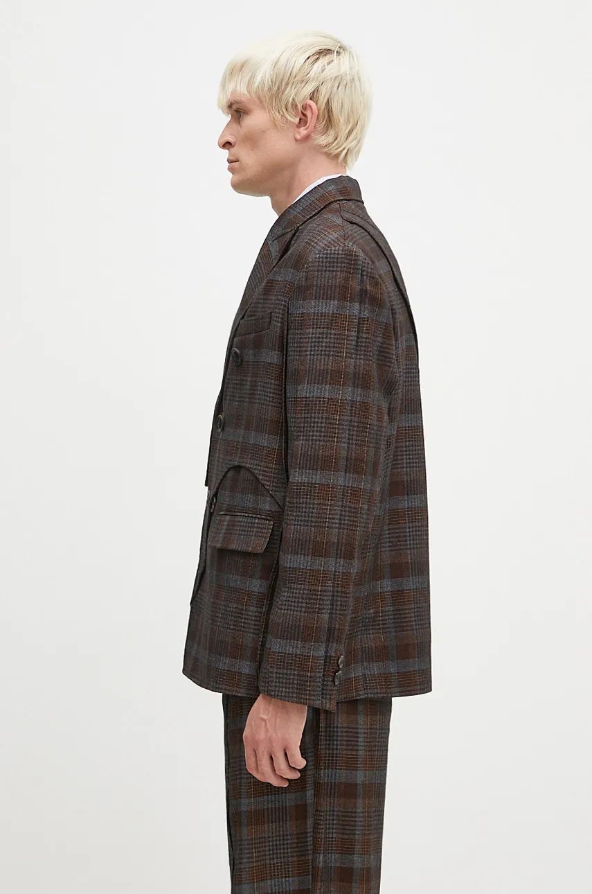 Jacka Andersson Bell Soe Check Wrap Double Breasted Jacket Brun | awa628m, 1