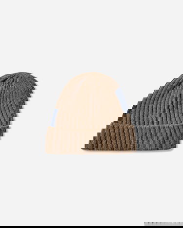 Mössa KAPITAL Wool Patchwork Ribbed Knit Beanie Flerfärgad | EK-1510XH GRAY, 3