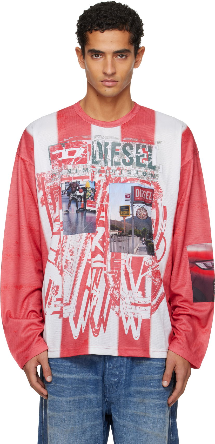 T-shirt Diesel T-Ruby Striped Graphic Long Sleeve T-Shirt Flerfärgad | A19539-0LKCC-42AA