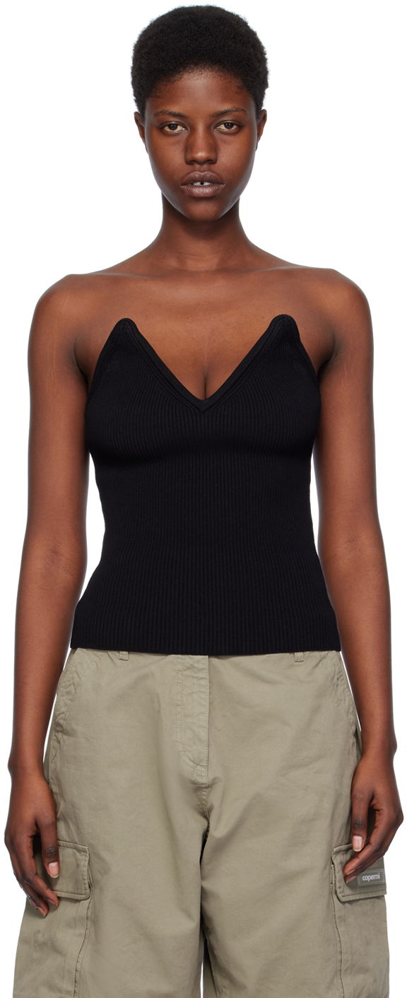Linne Coperni Coperni V-Neck Ribbed Knit Camisole Svart | COPML90852