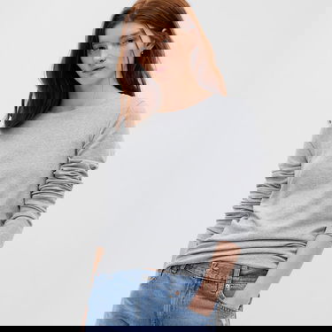 Sweatshirt GAP Top Longsleeve Crewneck Modal Top Grey Grå | 540609-00, 0