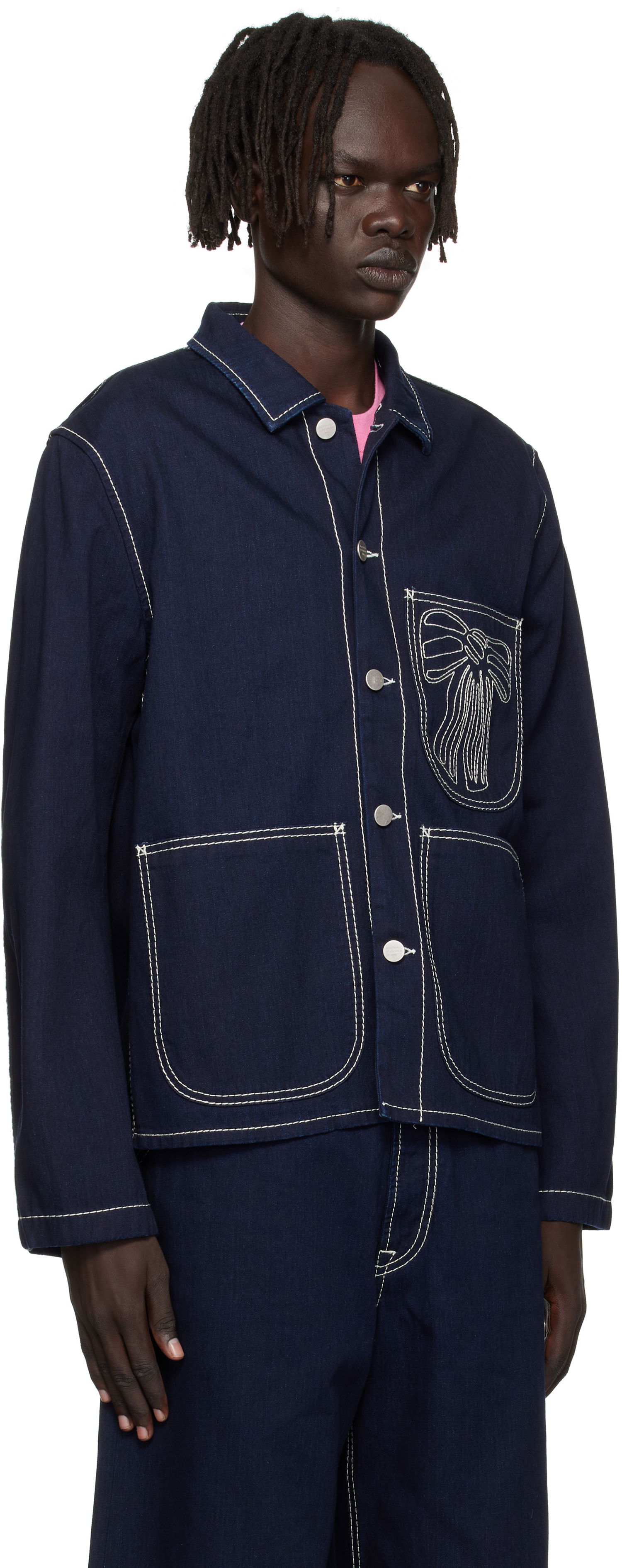 Jacka Acne Studios Acne Studios Embroidered Denim Jacket Mörkblå | C90204-, 1