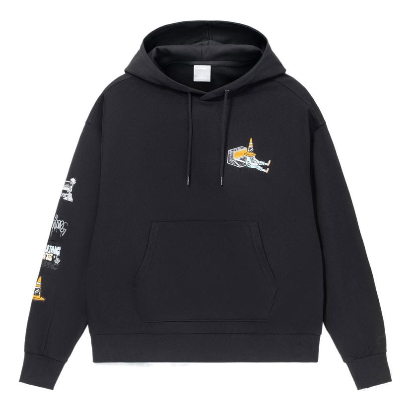 Sweatshirt Li-Ning Skateboard Series Loose Fit Graphic Print Hoodie Svart | AWDS177-4