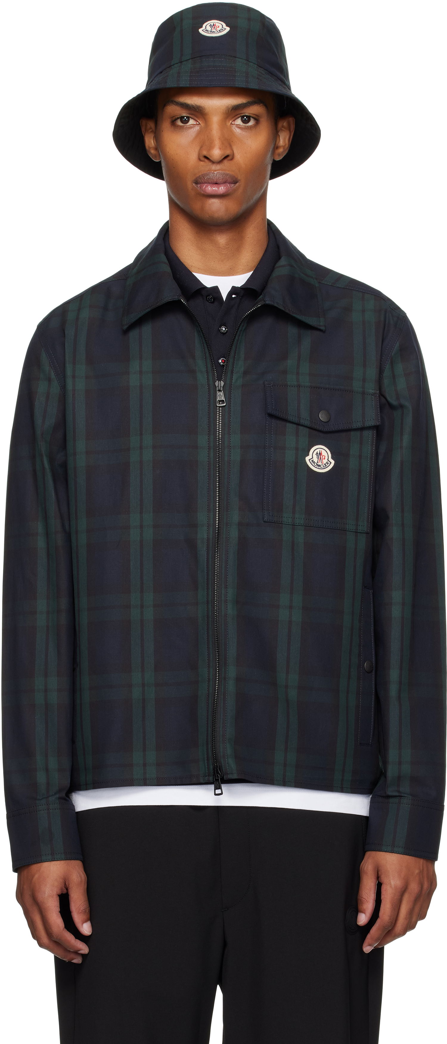 Skjorta Moncler Moncler Checked Cotton Gabardine Overshirt Grön | K20912F00007M7484, 0