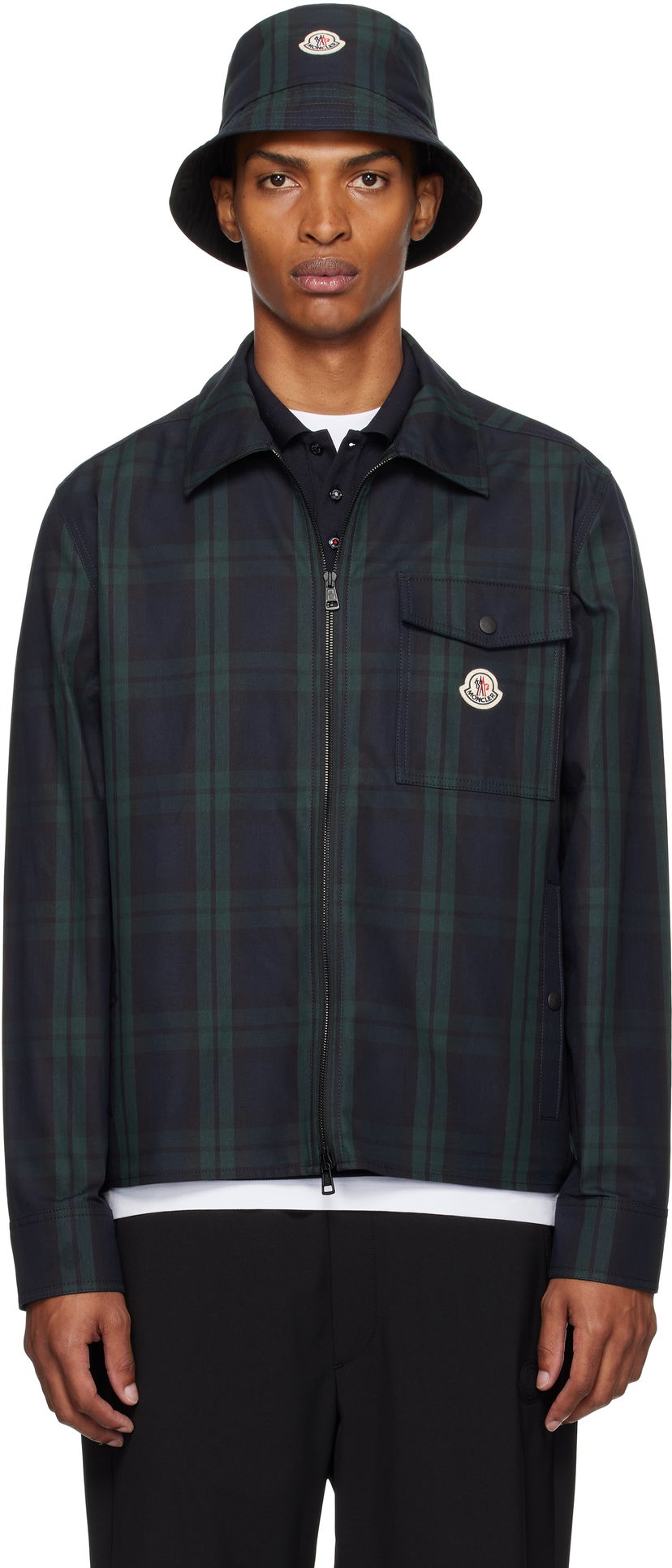 Skjorta Moncler Moncler Checked Cotton Gabardine Overshirt Grön | K20912F00007M7484