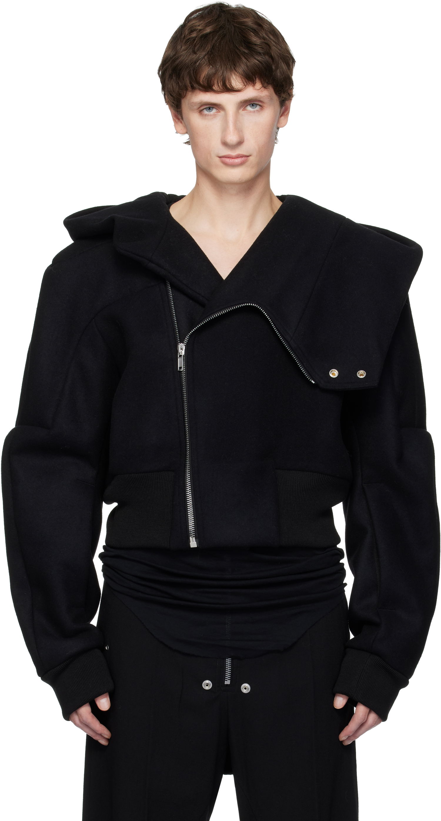 Bomberjacka Rick Owens Rick Owens Concordians Cropped Hooded Flight Bomber Jacket Svart | RU02E1761 WSF, 0