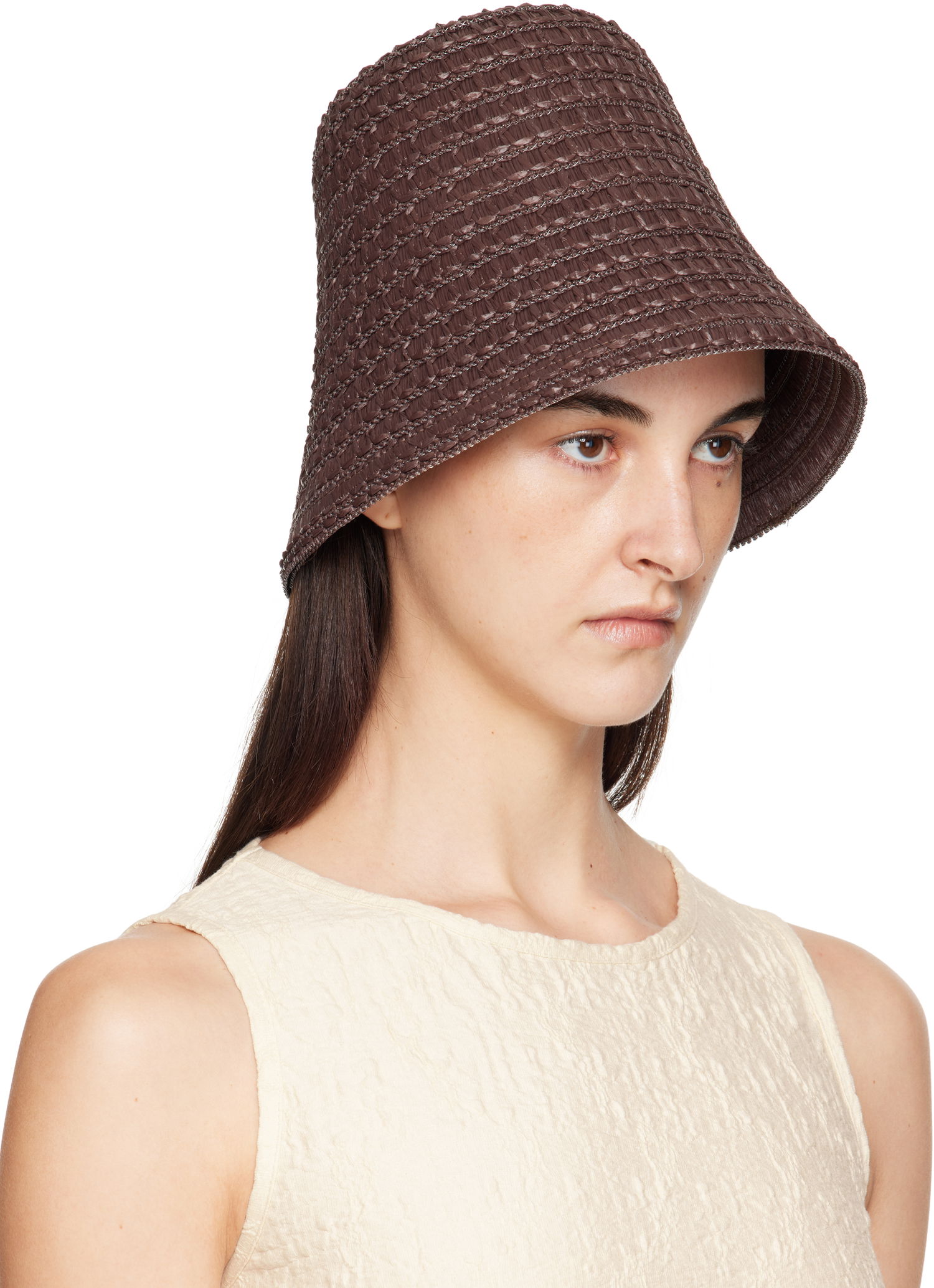 Hatt Max Mara Max Mara Wainer Woven Beach Hat Brun | 2514571052600, 1