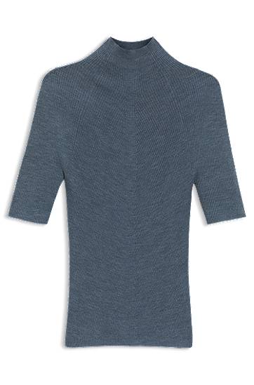 Sweater BOSS Merino Wool Mock-Neck Sweater Blå | 50542885