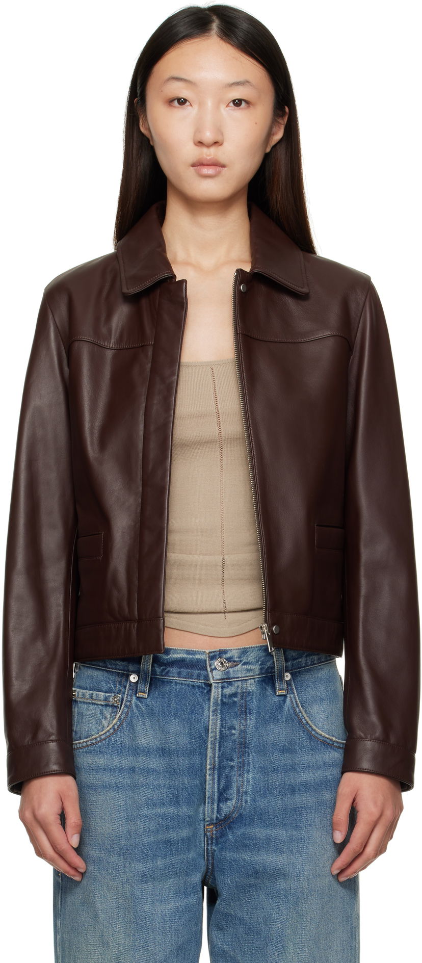 Jacka Loulou de Saison Loulou de Saison Ascot Leather Jacket Brun | ASCOT