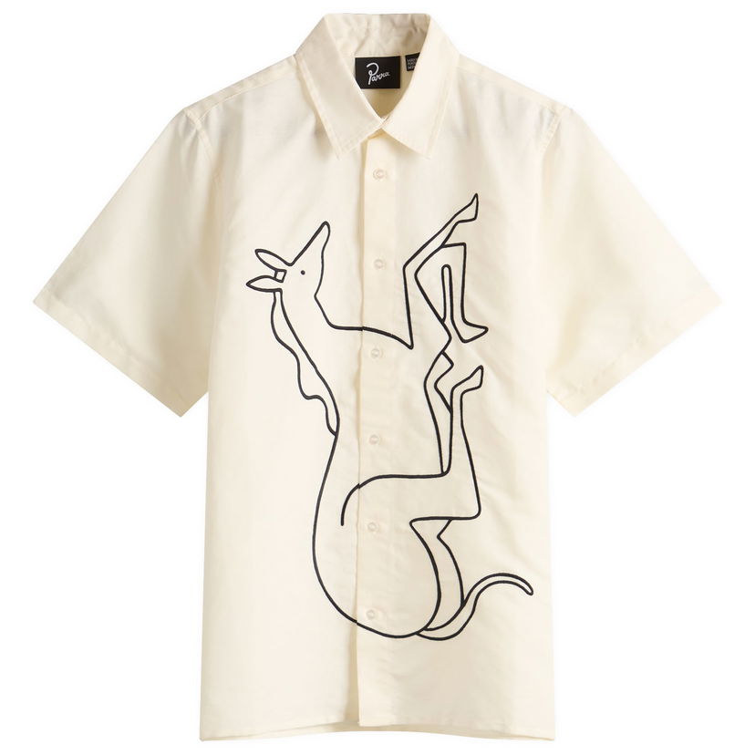 Skjorta By Parra Parra Vertical Horse Short Sleeve Shirt, Size Large Beige | 53540-WHT