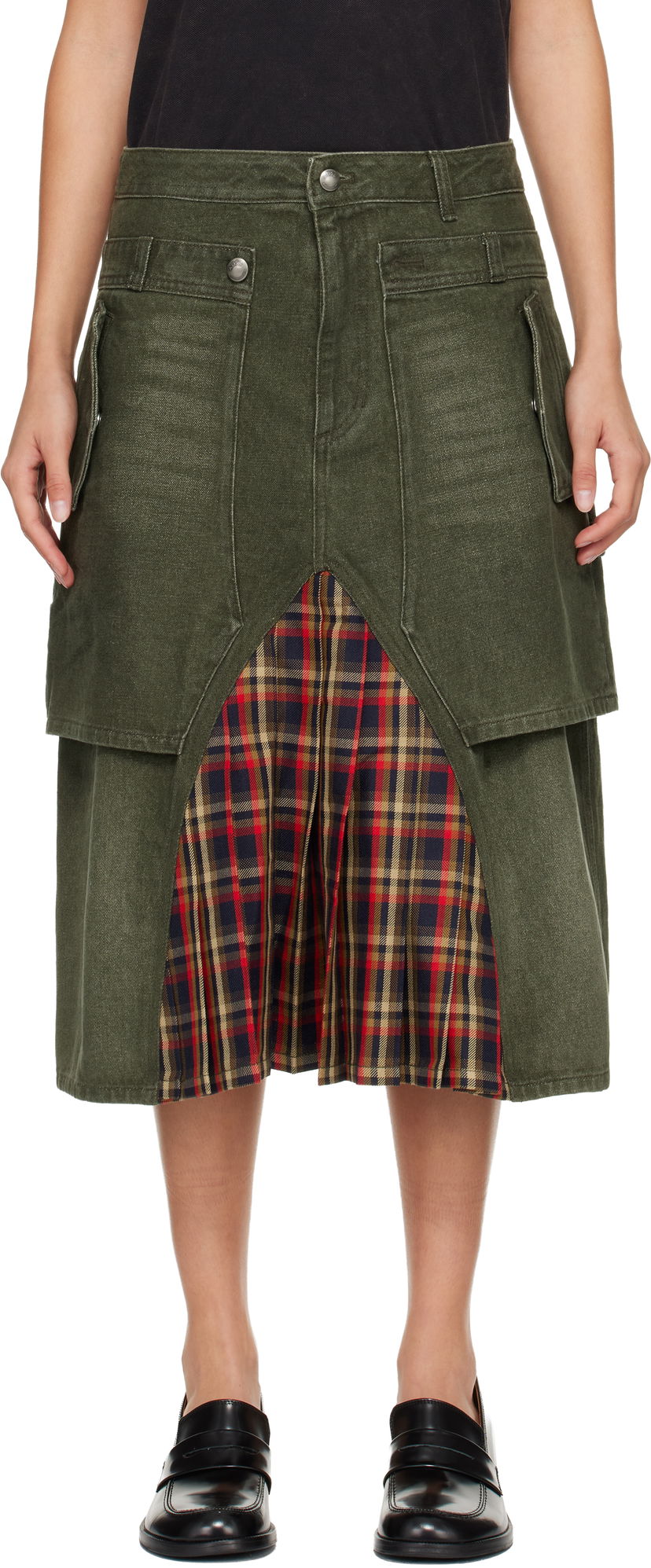 Kjol Andersson Bell Raptor Layered Pleats Denim Midi Skirt Flerfärgad | apa860w