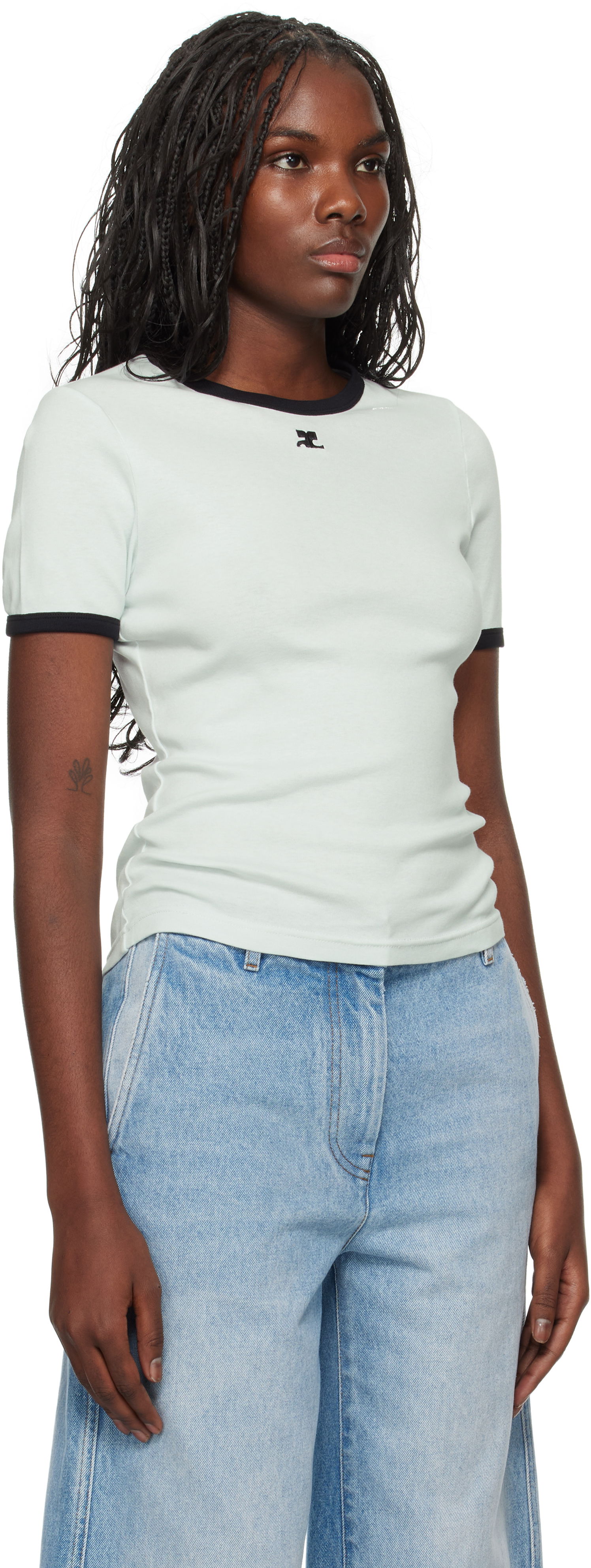 T-shirt Courrèges Signature Contrast T-Shirt Grön | 223JTS017JS0070, 1