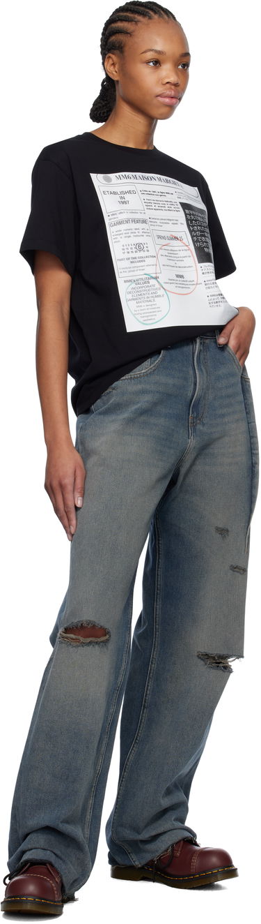 T-shirt Maison Margiela MM6 Maison Margiela Newspaper Print T-Shirt Svart | S52GC0337 S24312, 3