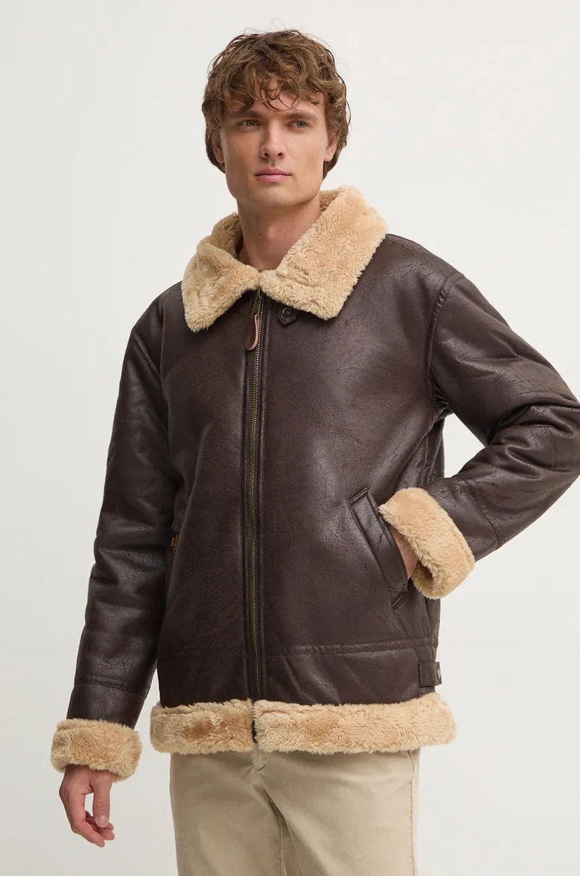 Bomberjacka Alpha Industries Alpha Industries B3 FL Faux Leather Bomber Jacket Brun | 143106