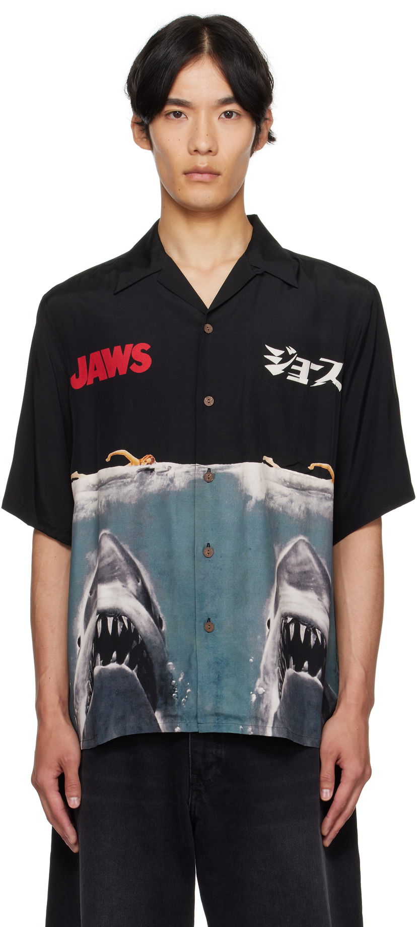 Skjorta WACKO MARIA WACKO MARIA 'Jaws' Short Sleeve Shirt Svart | JAWS-WM-HI01